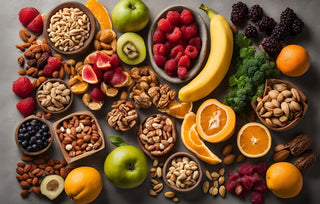 Obst, Gemüse und Nüsse mit wertvollen Polyphenolen