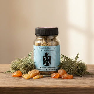Produkt mit Kiefernharz, Mariendistel, Bernstein in eleganter, natürlicher Szene mit weichem Licht und edlem Hintergrund
