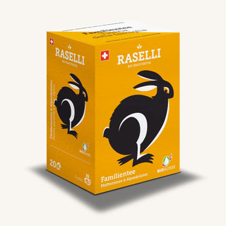 Bio Familientee (Raselli) – Kräutertee mit Pfefferminze und Alpenkräutern, 20 Beutel à 1,2 g in Kartonverpackung