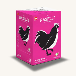 Bio Morgentee (Raselli) – Kräutertee mit Malve, Zitronenmelisse, Brennnessel und Thymian, 20 Beutel à 1,2 g in Kartonverpackung