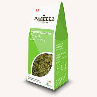 Bio Pfefferminztee (Raselli) – reiner Pfefferminztee als Offentee, 25 g in Kartonverpackung