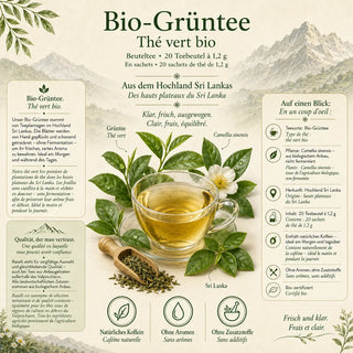 Infografik zum Gr mit Zutaten, Herkunft und Überblickntee