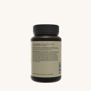 Natura Nova Astaxanthin Kapseln Rückseite mit Inhaltsstoffen und Verzehrsempfehlung