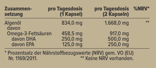 Omega-3 Nährwerte: Omega-3-Fettsäuren aus DHA und EPA
