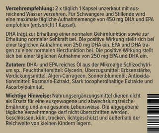 Omega 3 Zutaten: DHA- und EPA-reiches Öl aus der Mikroalge und Rosmarin-Extrakt