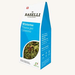 Bio Wintertee (Raselli) – Offentee aus Spitzwegerich, Thymian und Kornblume rosa, 25 g in Kartonverpackung